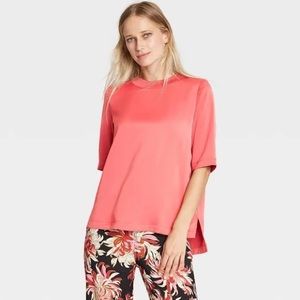 ★ NWOT Who What Wear Elbow sleeve Satiny top - Dark Salmon ★